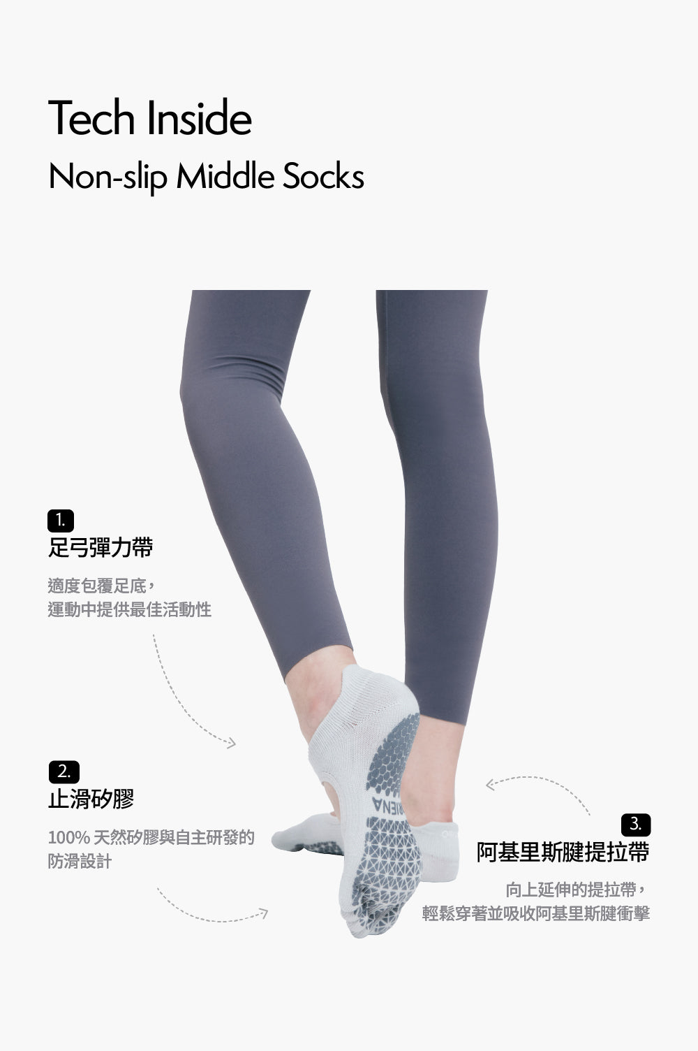 防滑五指襪 ProGrip™ 淺灰色 (Full Toe Socks ProGrip Light Grey)