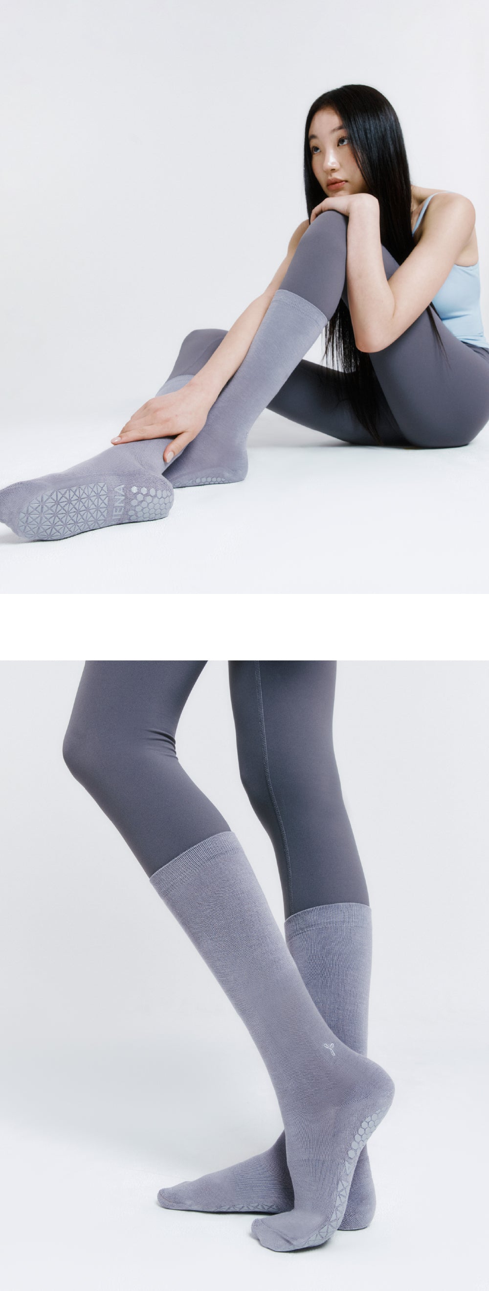 防滑輕薄中筒襪 ProGrip™ 紫灰色 (Middle Socks ProGrip Violet Gray)