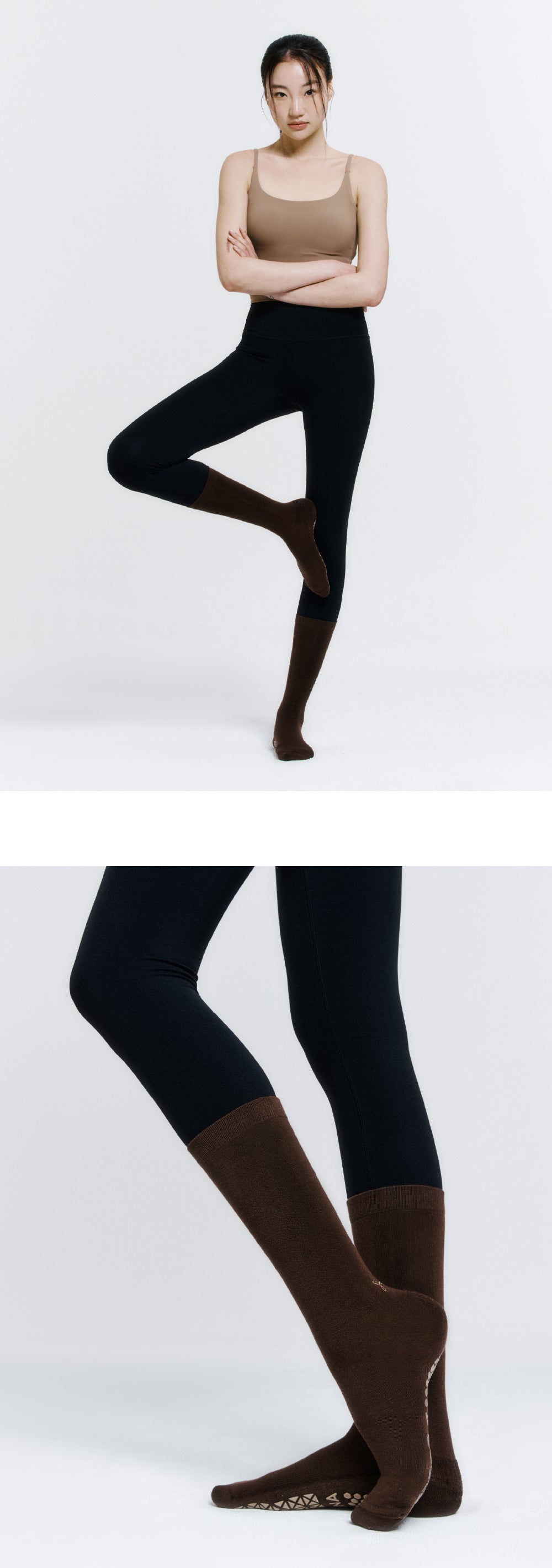 防滑輕薄中筒襪 ProGrip™ 棕色 (Middle Socks ProGrip Brown)