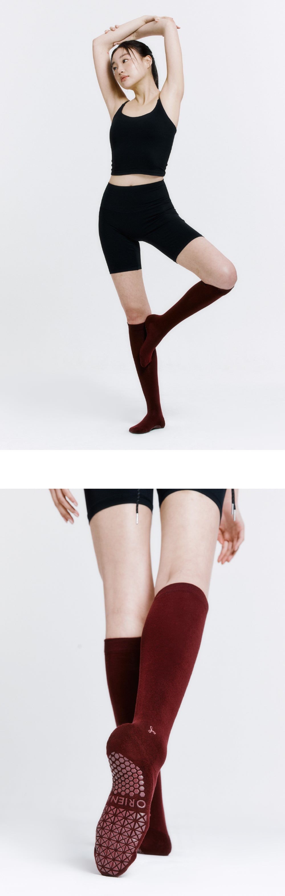 防滑及膝襪 酒紅色 (Knee Socks Burgundy)