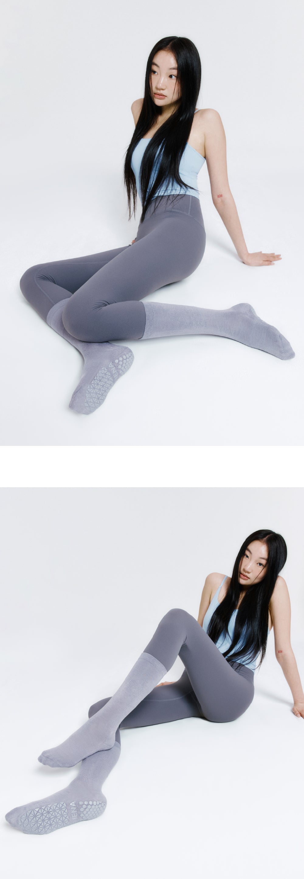 防滑輕薄中筒襪 ProGrip™ 紫灰色 (Middle Socks ProGrip Violet Gray)