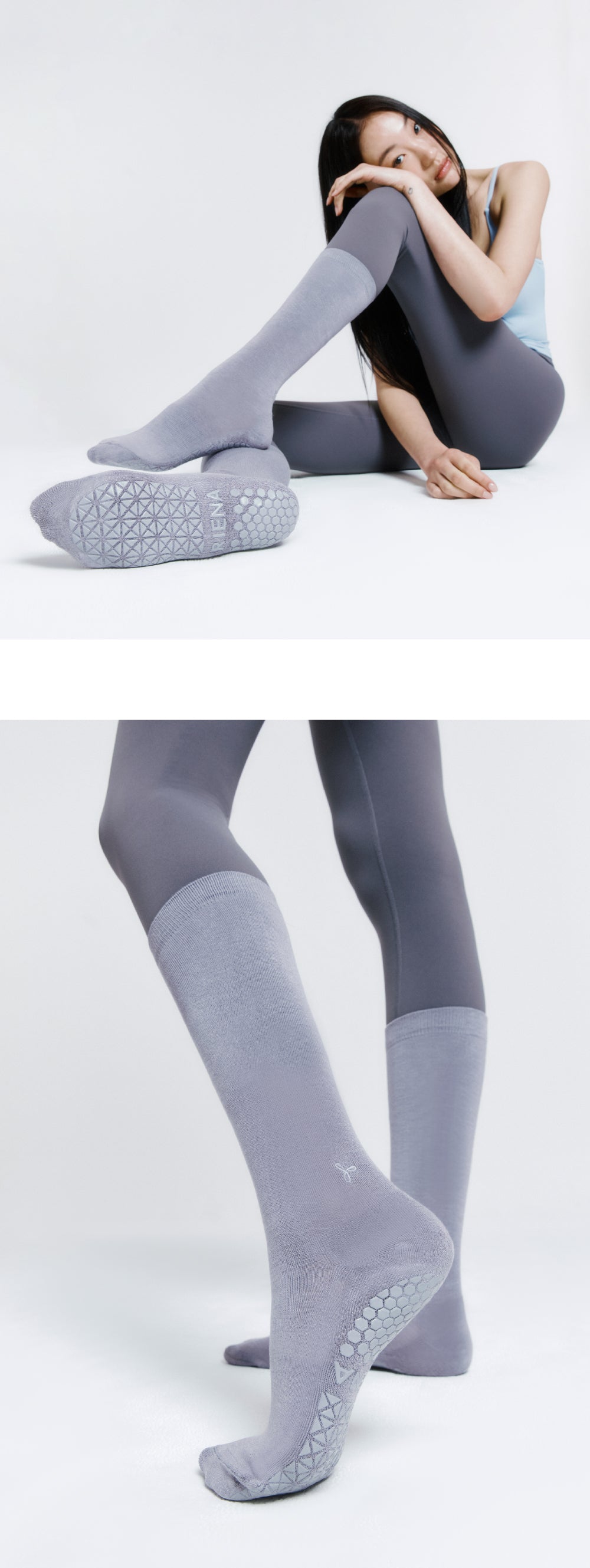 防滑輕薄中筒襪 ProGrip™ 紫灰色 (Middle Socks ProGrip Violet Gray)