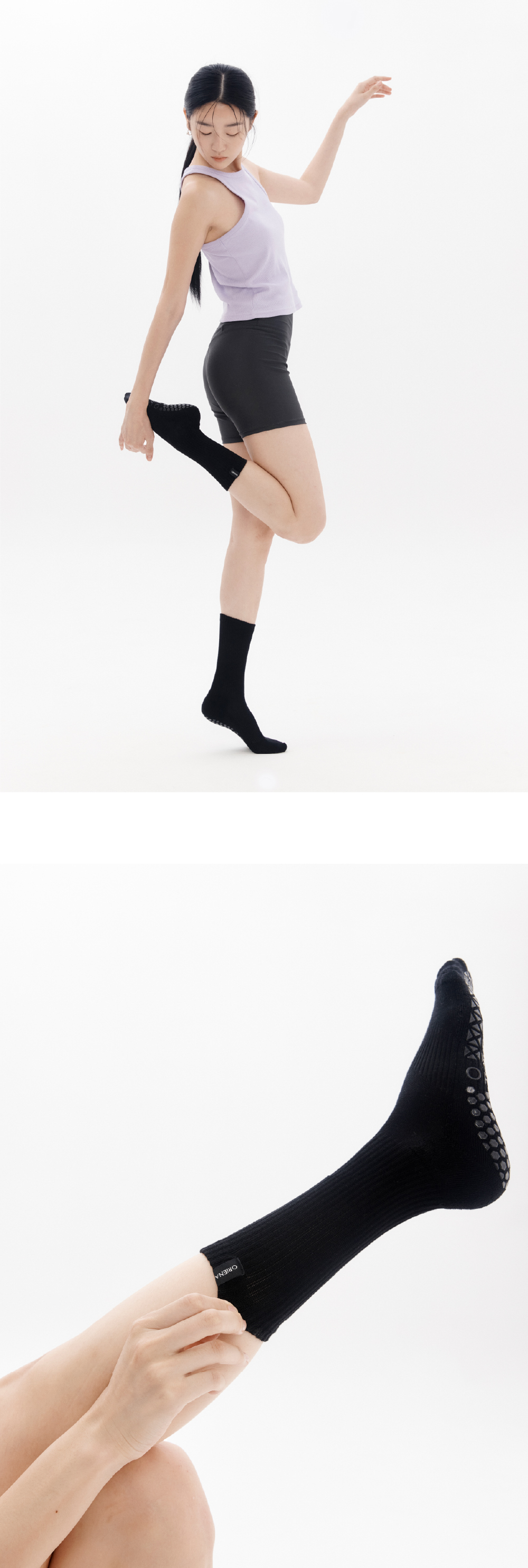 防滑中筒襪 ProGrip 黑色 Crew Socks ProGrip Black ORIENA